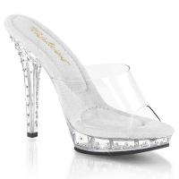LIP-101SDT Fabulicious high heels slide transparent rhinestones on heel and platform