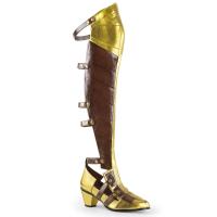 MAIDEN-8830 Funtasma Overknee Klettverschluss Schnallen Stiefel braun gold Lederoptik