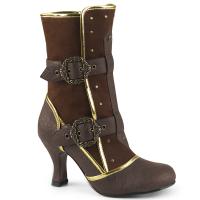 MATEY-205 Funtasma Damen Stiefeletten braun Goldverzierungen Totenkopf