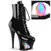 MOON-1020DIA Pleaser high heels ankle boot faceted teardrop crystal black patent