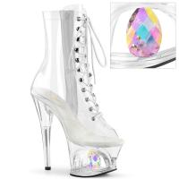 MOON-1021C-DIA Pleaser high heels transparent ankle boot AB teardrop crystal