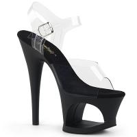 MOON-708 Pleaser Damen High Heels transparent Cut-Out Plateausandaletten schwarz