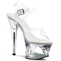 MOON-708DM Pleaser Damen High Heels Cut-Out Plateausandaletten klar Strassdetail