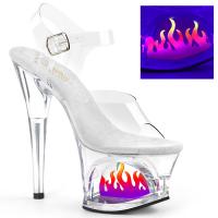 MOON-708FLM Pleaser High-Heels Sandaletten transparent Flamme im Plateau