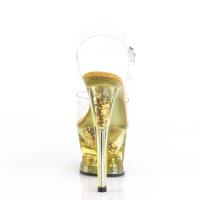 MOON-708GFT Pleaser High-Heels Cut-Out-Plateau Sandaletten gold getönt Glitter