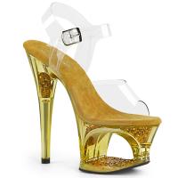 MOON-708GFT Pleaser high heels sandal cut-out platform gold glitter stars