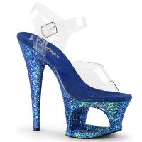 MOON-708LG Pleaser high heels sandal cut-out platform clear blue multi glitter