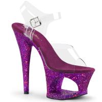 MOON-708LG Pleaser high heels sandal cut-out platform clear purple multi glitter