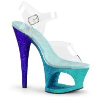 MOON-708OMBRE Pleaser high heels sandal cut-out platform clear aqua-blue ombre