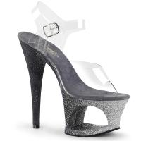 MOON-708OMBRE Pleaser high heels sandal cut-out platform clear silver-black ombre