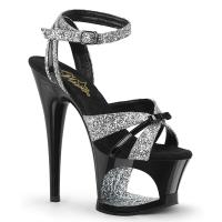 MOON-728 Pleaser high heels sandal cut-out platform silver glitter-black patent