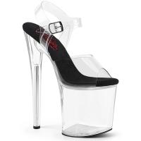 NAUGHTY-808 Pleaser sexy vegane High Heels komfortable Plateausandaletten klar schwarz