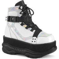 NEPTUNE-181DemoniaCult lace-up front ankle plateau boot white matte multi