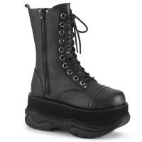 NEPTUNE-200 DemoniaCult platform lace-up mid calf boot black matte