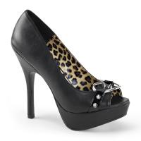 PIXIE-15 Demonia Damen High Heels Peep Toe Plateaupumps schwarz Lederoptik Lack