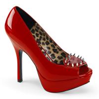 PIXIE-17 Demonia Damen High Heels Peep Toe Plateaupumps Herz Cut-Out rot Lack PVC
