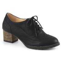 RUSSELL-34 Pin Up Couture elegante Damen Oxford Wingtip Schuhe schwarz Lederoptik