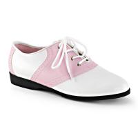 SADDLE-50 Funtasma Damen Retro Schnür Schuhe Lochreihenmuster babypink weiß Lederlook