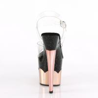SCALLOP-708-2HGM Pleaser high heels platform ankle strap sandal clear black rose gold chrom