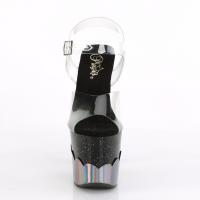 SCALLOP-708-2HGM Pleaser high heels platform ankle strap sandal clear black pewter chrom
