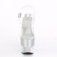 SCALLOP-708-2RS Pleaser high heels platform ankle strap sandal clear silver rhinestone