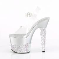 SCALLOP-708-2RS Pleaser high heels platform ankle strap sandal clear silver rhinestone