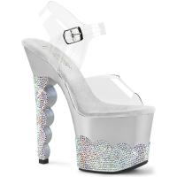 SCALLOP-708-2RS Pleaser high heels platform ankle strap sandal clear silver rhinestone