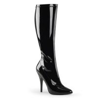 SEDUCE-2000 kniehohe Pleaser Stilettoabsatz High-Heels Stretch Stiefel schwarz Lack