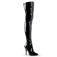 SEDUCE-3000 Pleaser high heels tigh stretch boots black patent