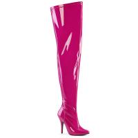 SEDUCE-3000WC Pleaser Pink Label high heels wide calf stretch thigh high boots hot pink patent