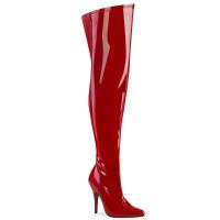 SEDUCE-3000WC sexy Pleaser High-Heels Overkneestiefel rot Lack mit Extraweiten