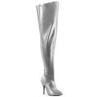 SEDUCE-3000WC Pleaser Pink Label high heels wide calf stretch thigh high boots silver pu