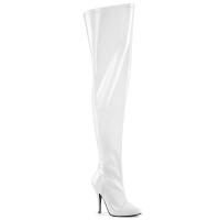 SEDUCE-3000WC Pleaser Pink Label high heels wide calf stretch thigh high boots white patent
