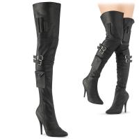 SEDUCE-3019 Pleaser high heels duoble buckle straps thigh high boot black matte