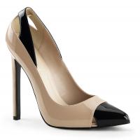 SEXY-22 Pleaser Bi-Color Stilettoabsatz High-Heels Pumps Haut-Schwarz Lack