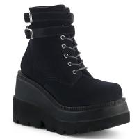 SHAKER-52 DemoniaCult lace-up front ankle boot ankle straps black velvet