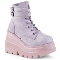 SHAKER-52 DemoniaCult lace-up front ankle boot ankle straps lavender velvet