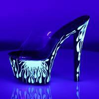 SKY-301-5 Pleaser high heels platform slide clear black neon white blood splatter