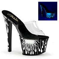SKY-301-5 Pleaser high heels platform slide clear black neon white blood splatter