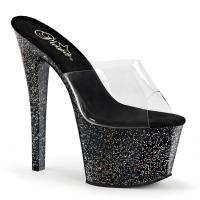 SKY-301MG Pleaser high heels platform slide clear black mini glitter