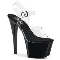 SKY-308 Pleaser high heels platform ankle strap sandal transparent black