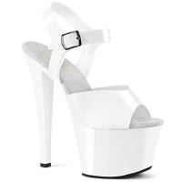 SKY-308N Pleaser high heels platform ankle strap sandal white