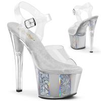 SKY-308OF Pleaser High Heels ankle strap sandal opal flake ornaments clear silver