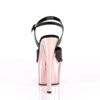 SKY-309 Pleaser High-Heels Plateausandaletten schwarz Lack rosegold Chrom
