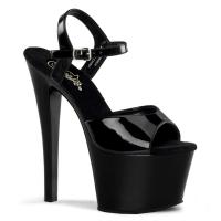 SKY-309 Pleaser High-Heels Plateausandaletten schwarz Lack mit Lederinnensohle