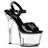 SKY-309 Pleaser High-Heels Plateausandaletten schwarz Lack transparent