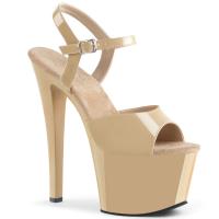 SKY-309 elegante Pleaser High-Heels Plateausandaletten creme Lack