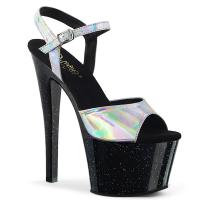 SKY-309HG Pleaser high heels platform ankle strap sandal silver hologram black mini glitter
