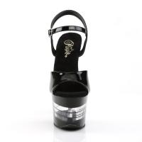 SKY-309LN Pleaser high heels lined platform ankle strap sandal black patent