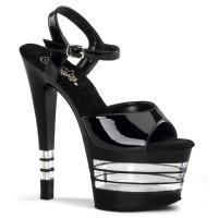 SKY-309LN Pleaser high heels lined platform ankle strap sandal black patent